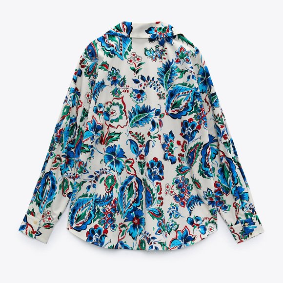 NEW Zara POPLIN Button up Floral Shirt Blouse- Size S OVERSIZED - Picture 7 of 16
